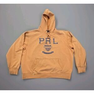 Vtg Polo Ralph Lauren Hoodie Mens XL Orange PRL Shield Hooded Sweatshirt